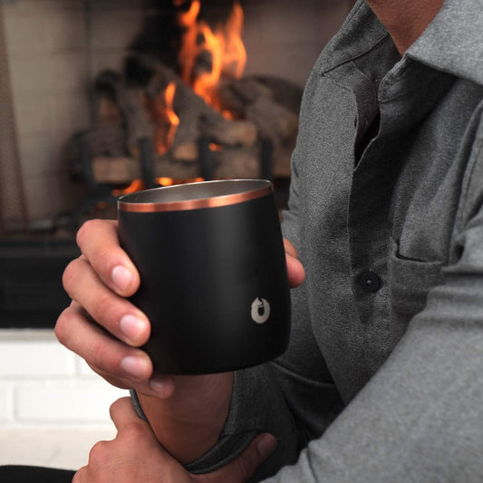 Stainless Steel Rocks Glass, Set of 2 - Natural Teak