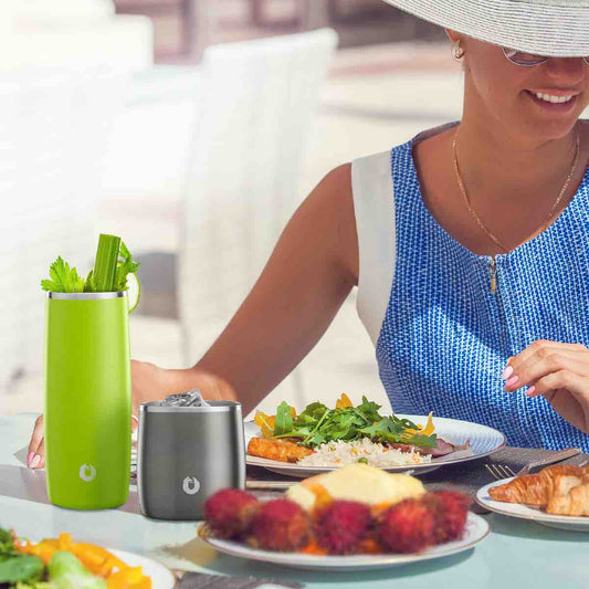 Stainless Steel Highball Cocktail Glass Set, Set of 2 - Lime