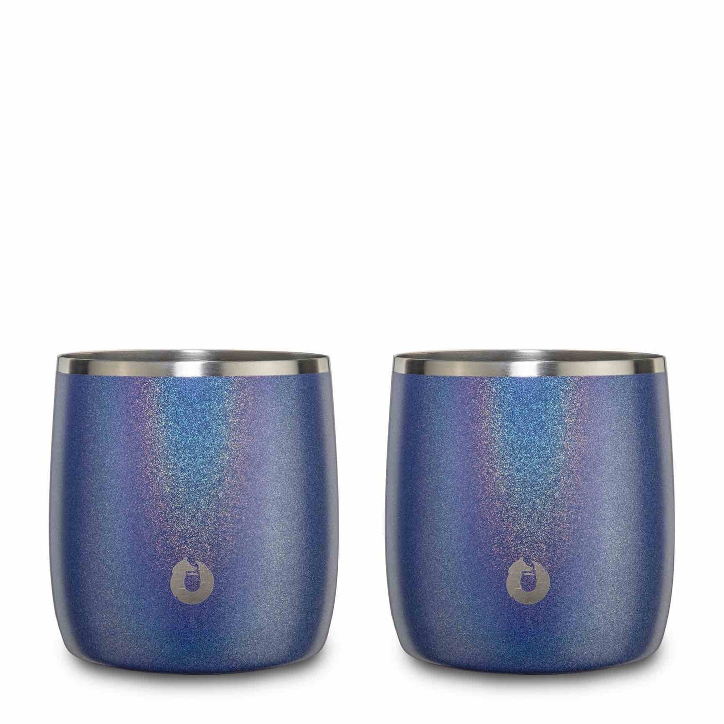 Shimmer Blue: Stainless Steel rocks glass, set of 2 blue