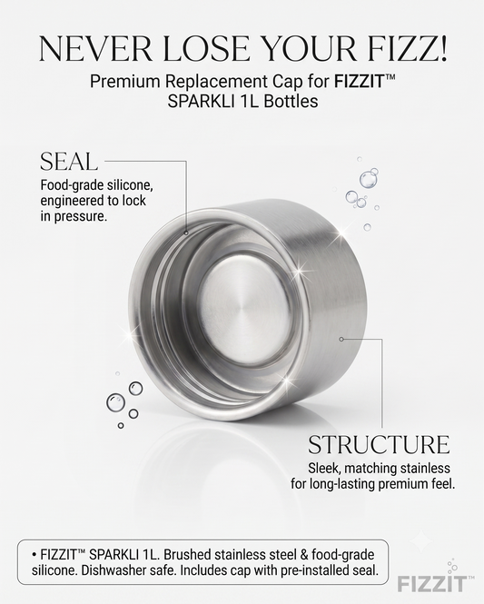Replacement Stainless Steel Cap for SPARKLI Carbonating Bottles (Includes Airtight Silicone Gasket)