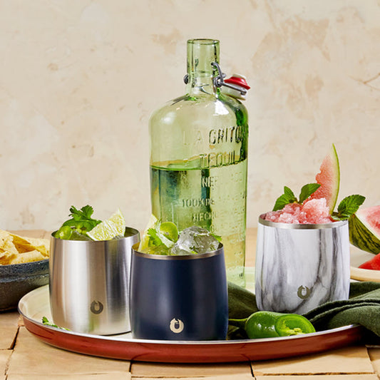 Stainless Steel Rocks Glass, Set of 2 - White