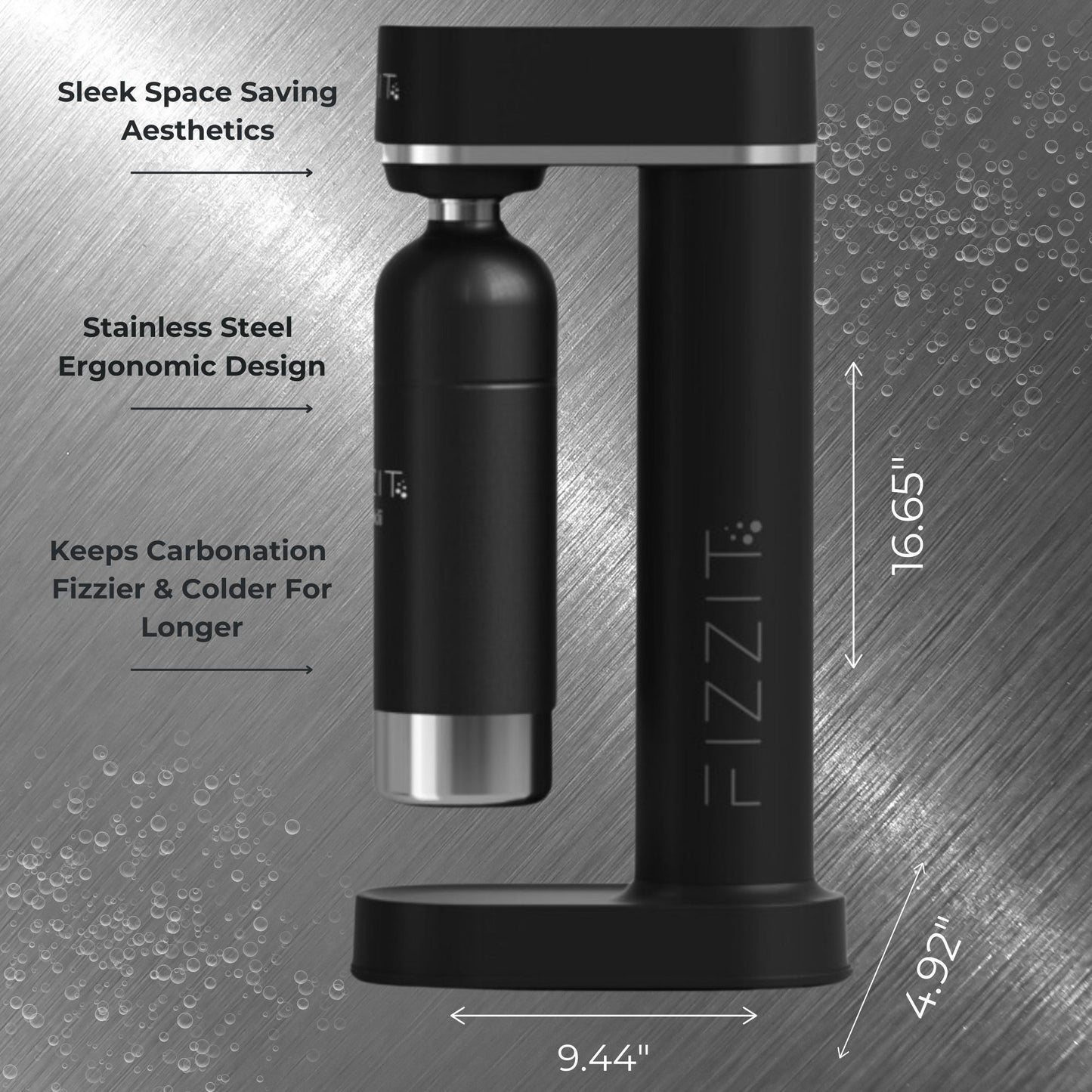 FIZZIT™ Spärklï Carbonated Water Soda Maker with Stainless Steel Bottle – Dishwasher Safe Bottles - Sparkling Water Maker