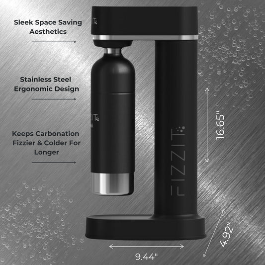 FIZZIT™ Spärklï Carbonated Water Soda Maker with Stainless Steel Bottle – Dishwasher Safe Bottles - Sparkling Water Maker