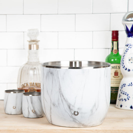 Extra Large Ice Bucket with Lid and Ice Scoop, Marble