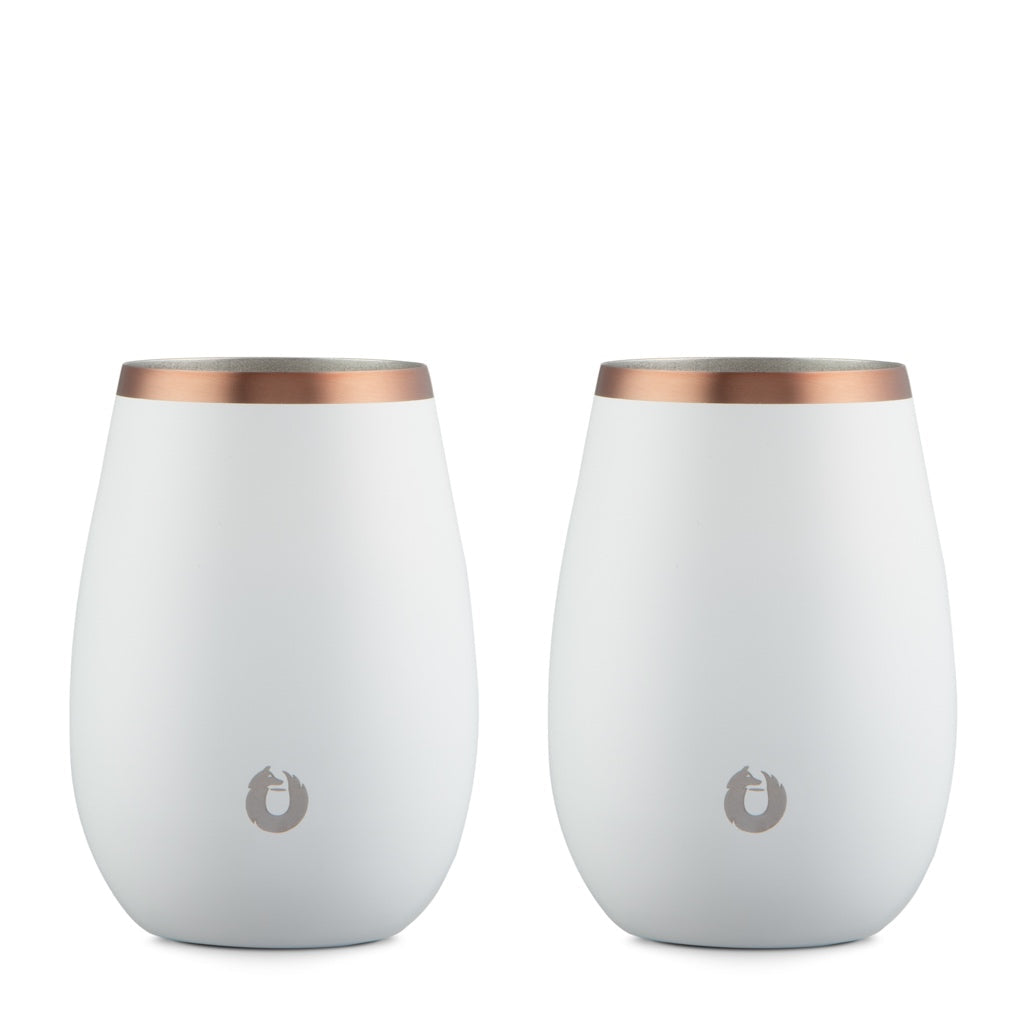 White: Stainless Steel Sauvignon Blanc Wine Glass, Set of 2