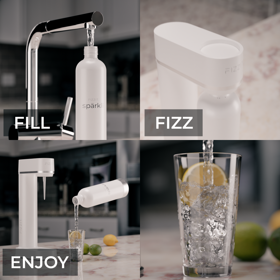 FIZZIT™ Spärklï Carbonated Water Soda Maker with Stainless Steel Bottle – Dishwasher Safe Bottles - Sparkling Water Maker