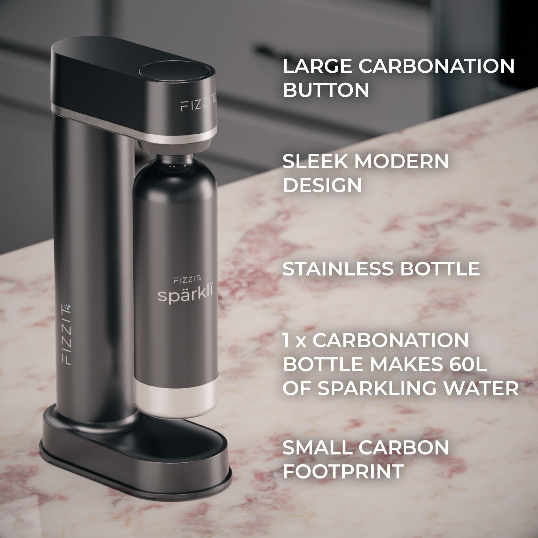 FIZZIT™ Spärklï Carbonated Water Soda Maker with Stainless Steel Bottle – Dishwasher Safe Bottles - Sparkling Water Maker