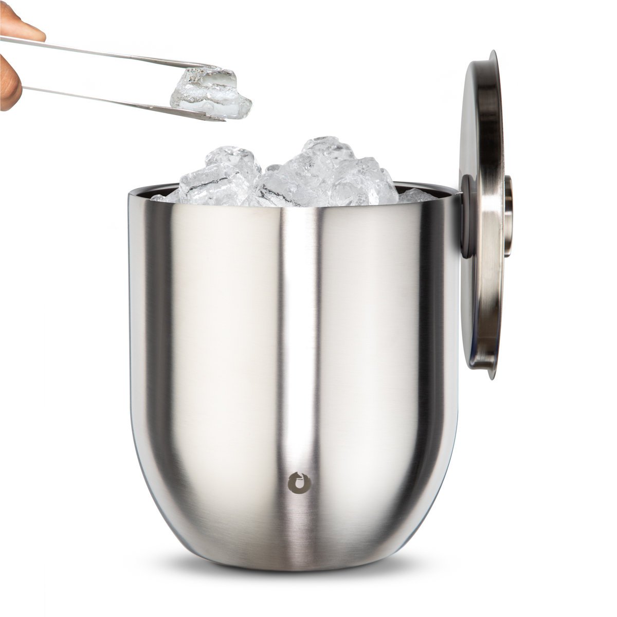Steel: ice bucket with lid and tongs dishwasher safe