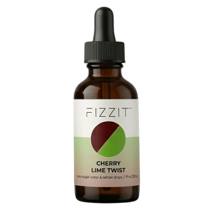 FIZZIT Cherry Lime Twist Flavor Drops | Zero Sugar, Zero Calories | Natural Sparkling Water Enhancer | Replaces 160 Seltzer Cans | 1 fl oz (29mL) Glass Bottle with Dropper