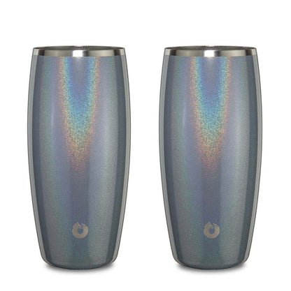 Stainless Steel Beer Glass Set, Set of 2 - Shimmer Gray