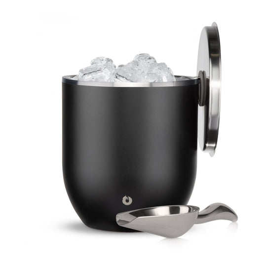 Stainless Steel Ice bucket with Lid and Scoop, Black