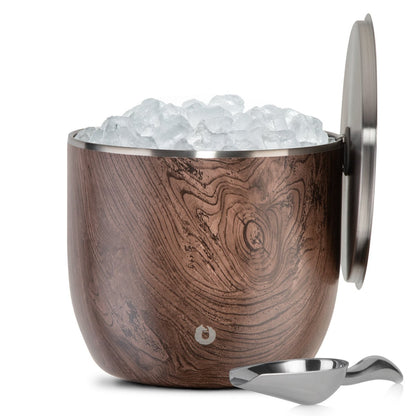 Extra Large Ice Bucket with Lid and Ice Scoop, Dark Walnut