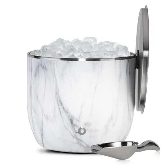 Extra Large Ice Bucket with Lid and Ice Scoop, Marble