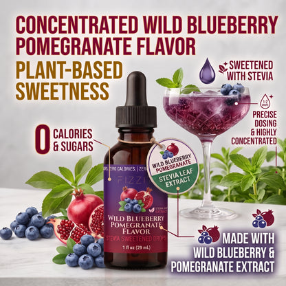 FIZZIT Blueberry Pomegranate Splash - Naturally Sweetened Zero-Sugar Water Drops