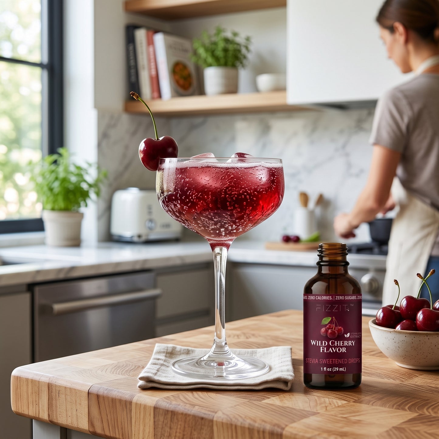 FIZZIT Wild Cherry Swirl - Naturally Sweetened Zero-Sugar Water Drop