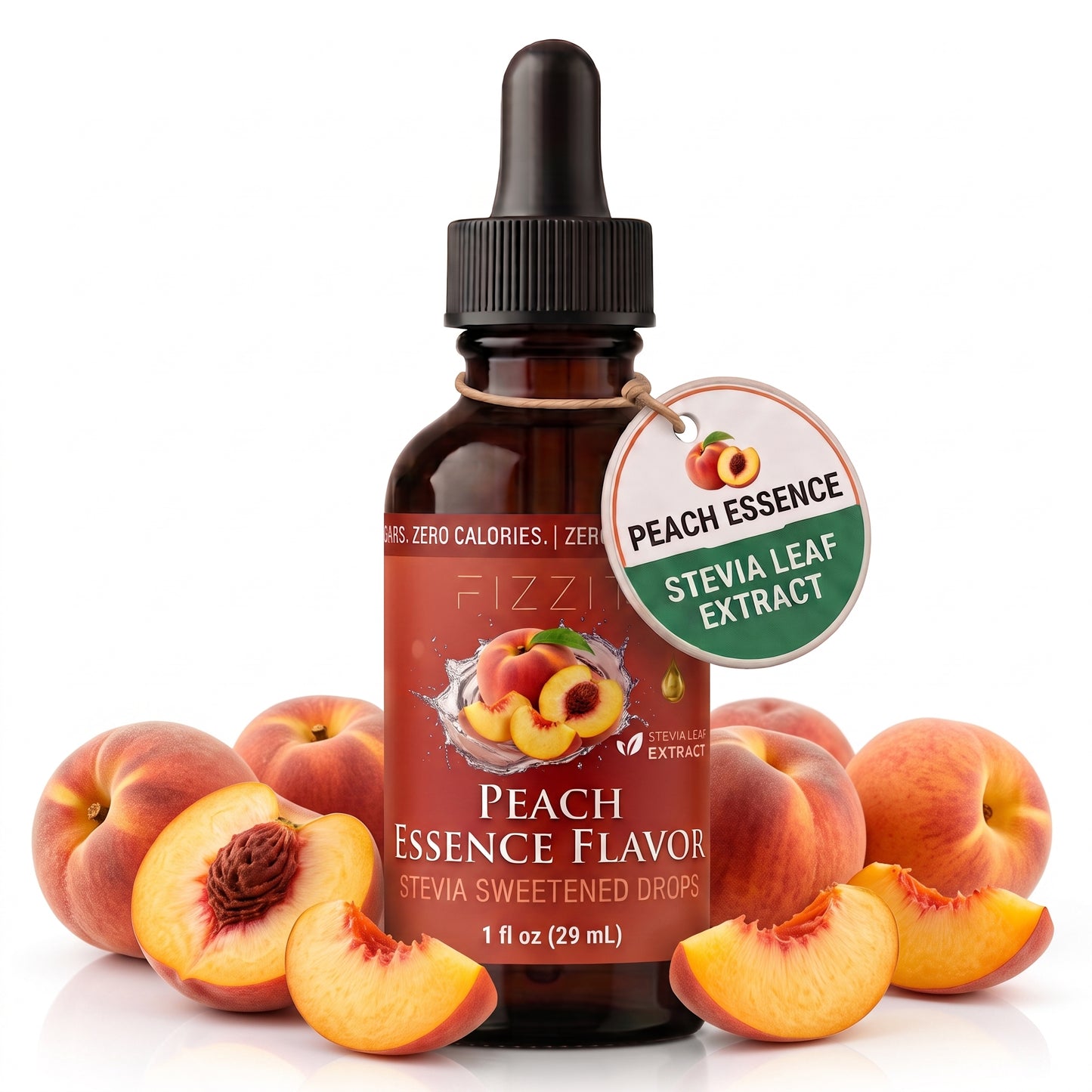 FIZZIT Juicy Peach Essence - Naturally Sweetened Zero-Sugar Water Drops