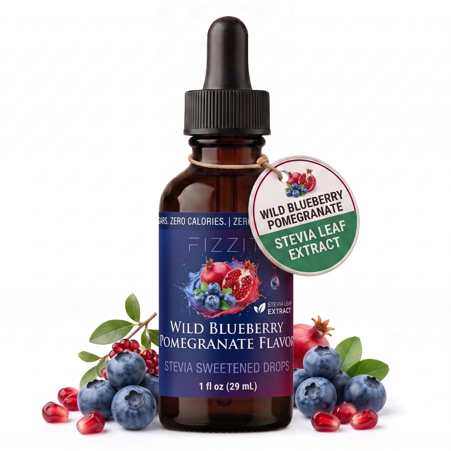 FIZZIT Blueberry Pomegranate Splash - Naturally Sweetened Zero-Sugar Water Drops