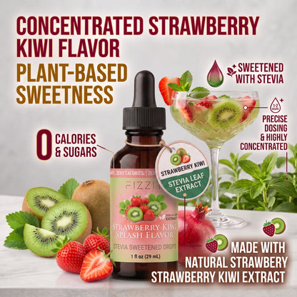 FIZZIT Strawberry Kiwi Splash - Naturally Sweetened Zero-Sugar Water Drops