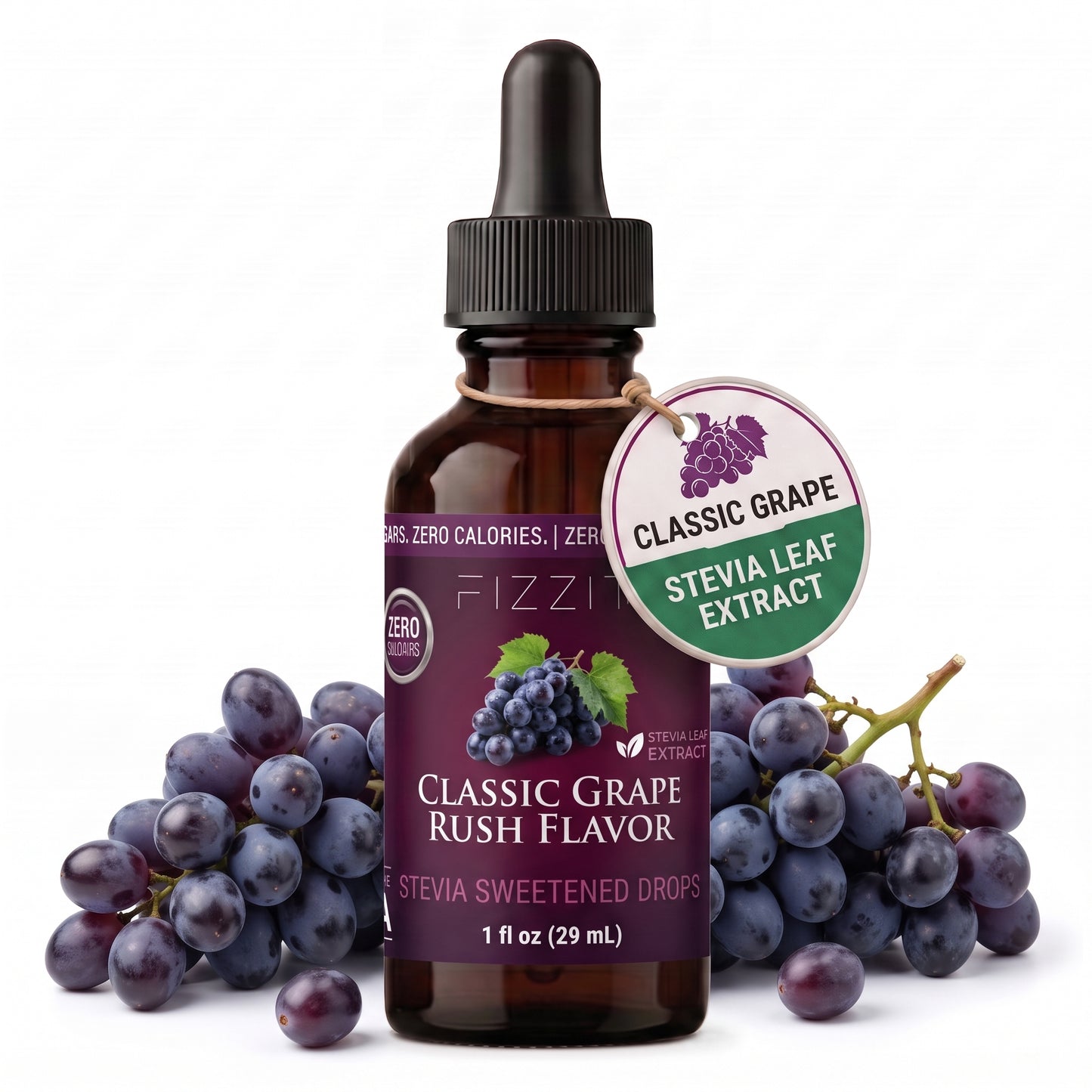 FIZZIT Concord Grape Rush - Naturally Sweetened Zero-Sugar Water Drops
