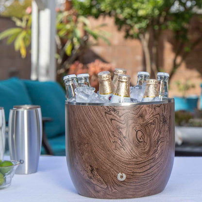 Extra Large Ice Bucket with Lid and Ice Scoop, Dark Walnut