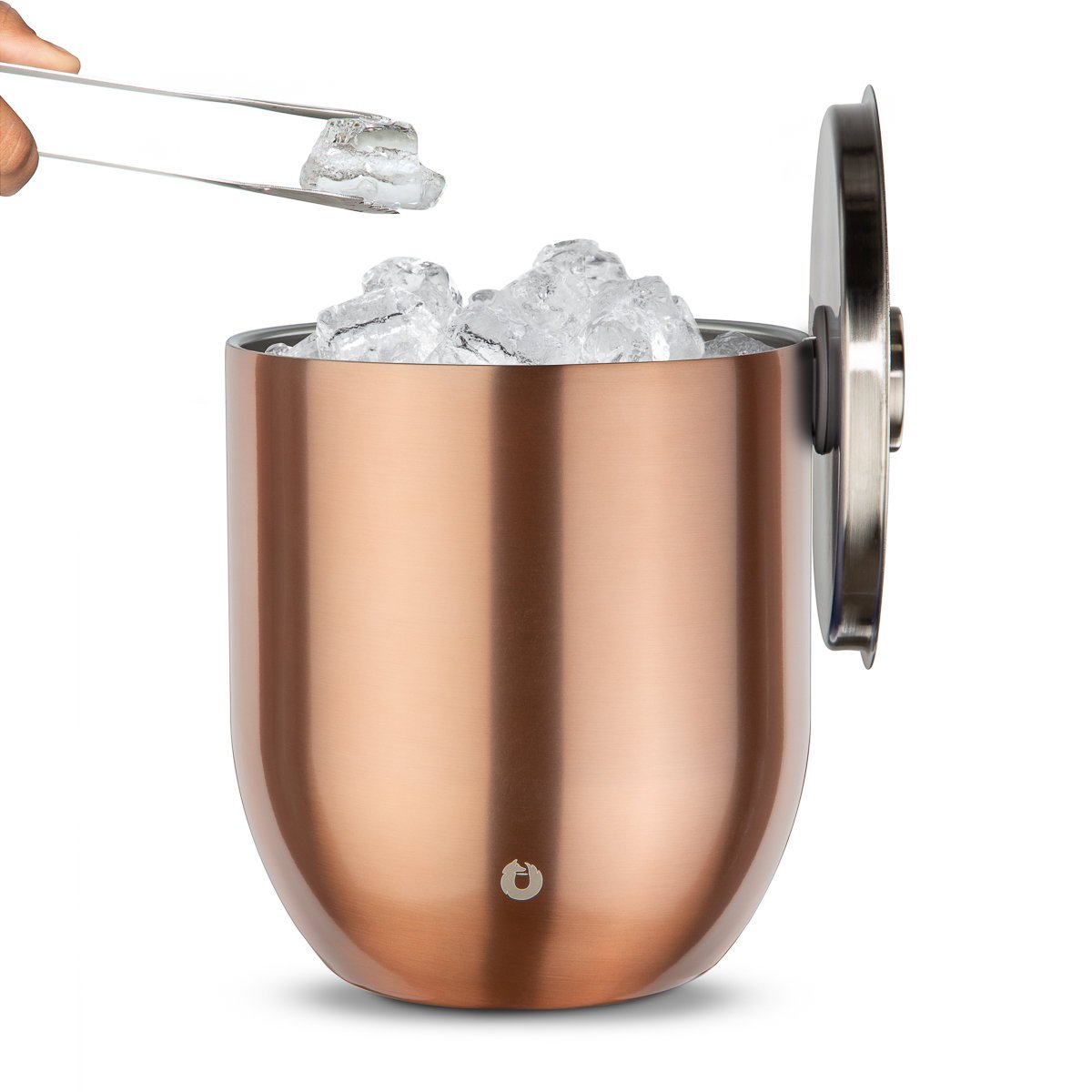 Gold: Stainless steel ice bucket with lid and tongs gold