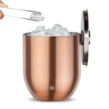 Gold: Stainless steel ice bucket with lid and tongs gold