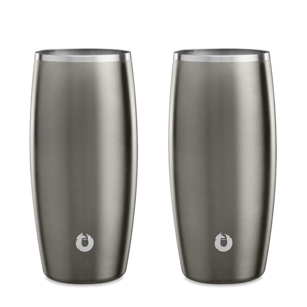 Stainless Steel Beer Glass Set, Set of 2 - Olive Grey