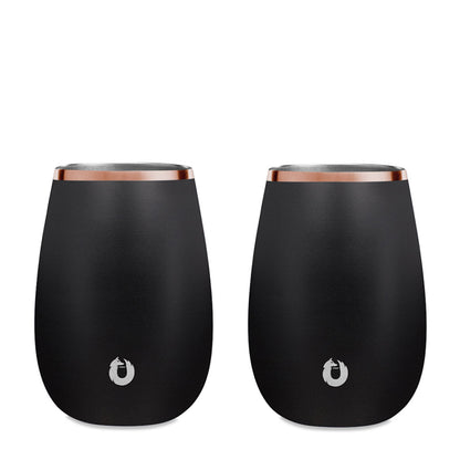 Black: Stainless Steel Sauvignon Blanc Glass Set of 2 Black