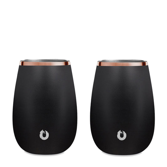Black: Stainless Steel Sauvignon Blanc Glass Set of 2 Black
