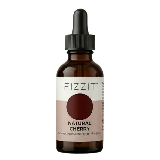 FIZZIT Natural Cherry Flavor Drops | Zero Sugar, Zero Calories | Natural Sparkling Water Enhancer | Replaces 160 Seltzer Cans | 1 fl oz (29mL) Glass Bottle with Dropper