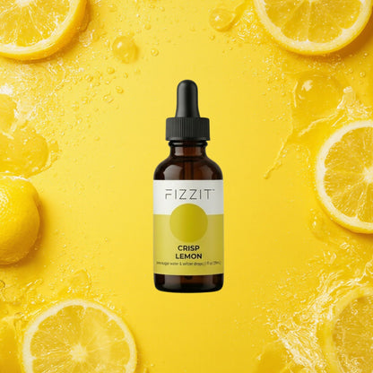 FIZZIT Crisp Lemon Flavor Drops | Zero Sugar, Zero Calories | Natural Sparkling Water Enhancer | Replaces 160 Seltzer Cans | 1 fl oz (29mL) Glass Bottle with Dropper