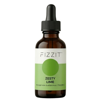 FIZZIT Zesty Lime Flavor Drops | Zero Sugar, Zero Calories | Natural Sparkling Water Drops | 1 fl oz (29mL) Glass Bottle with Dropper