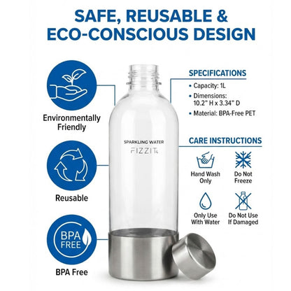 Replacement Bottle for Universal Soda Makers, Soda Stream Carbonating Sparkling Water Machine 1 Liter | 2 Pack